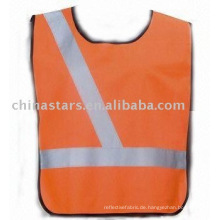 Orange 100% Polyester feste Stoff reflektierende Sicherheitsweste